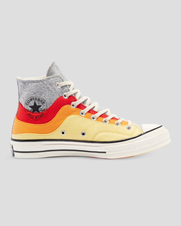 Converse Chuck 70 Nor'Easter Felted Layered Grå Rød Gul Sko Danmark - Converse Høje Sneakers Dame -